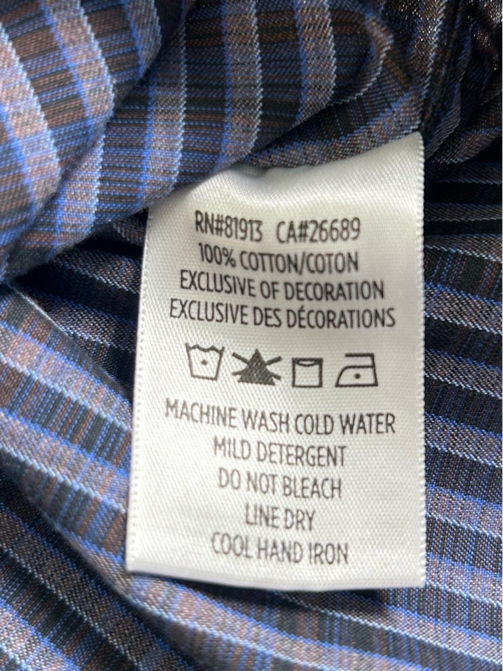 ROBERT GRAHAM Striped Button Down Geometric Flip Cuff Black Blue Gray Classic L - Picture 11 of 15